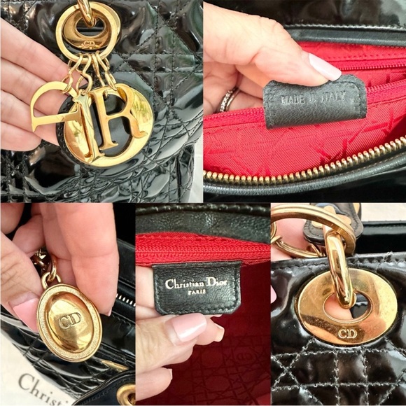 Vintage DIOR Lady Dior Bag - Large Black Quilted Patent Leather - Picture 12 of 16